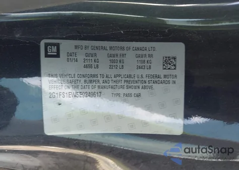 2014 Chevrolet Camaro 1Ss из США, поврежденный, VIN 2G1FS1EW5E9249617